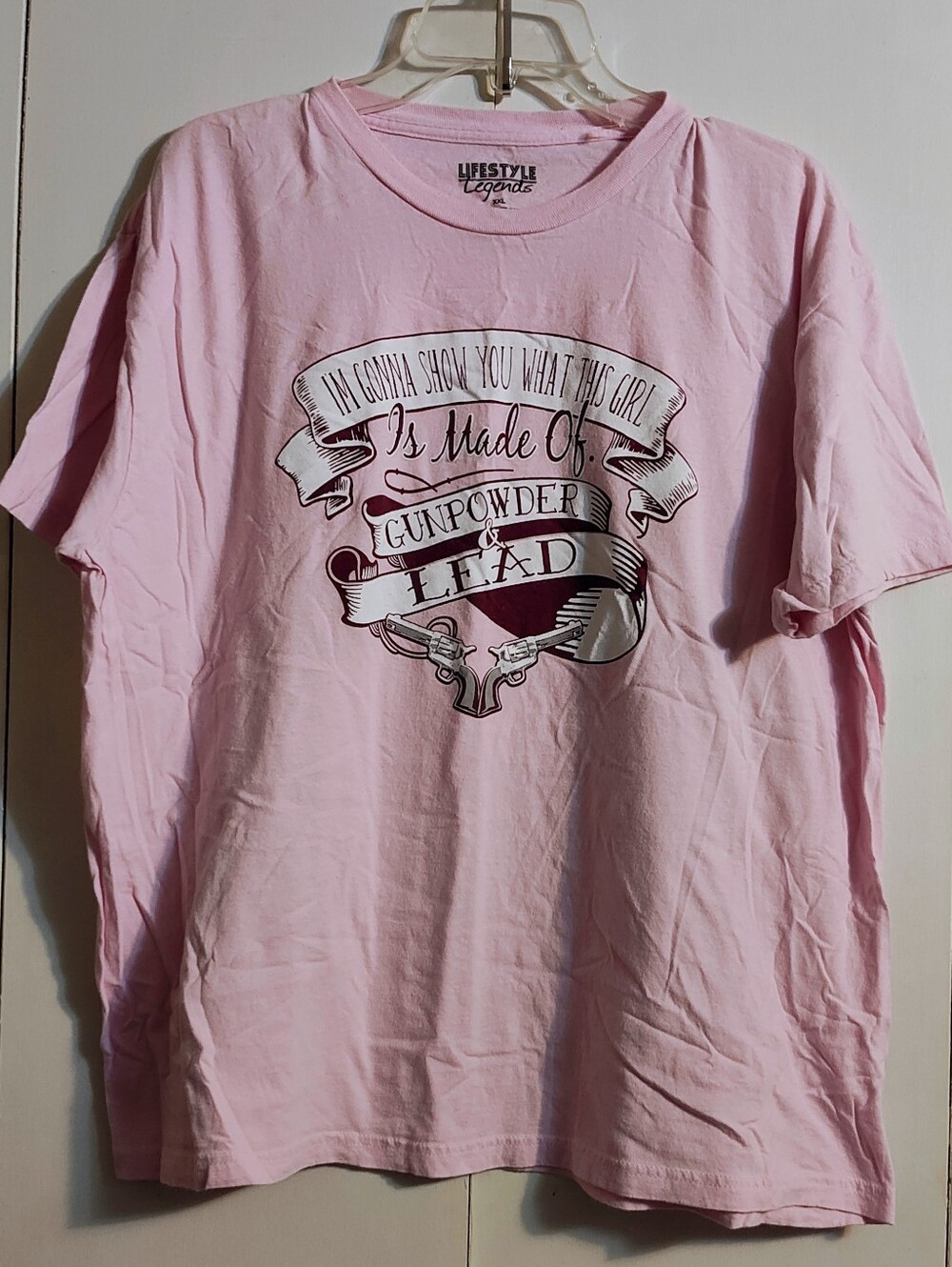Pink Short Sleeve Graphic Tee - 'Gunpowder & Lead'